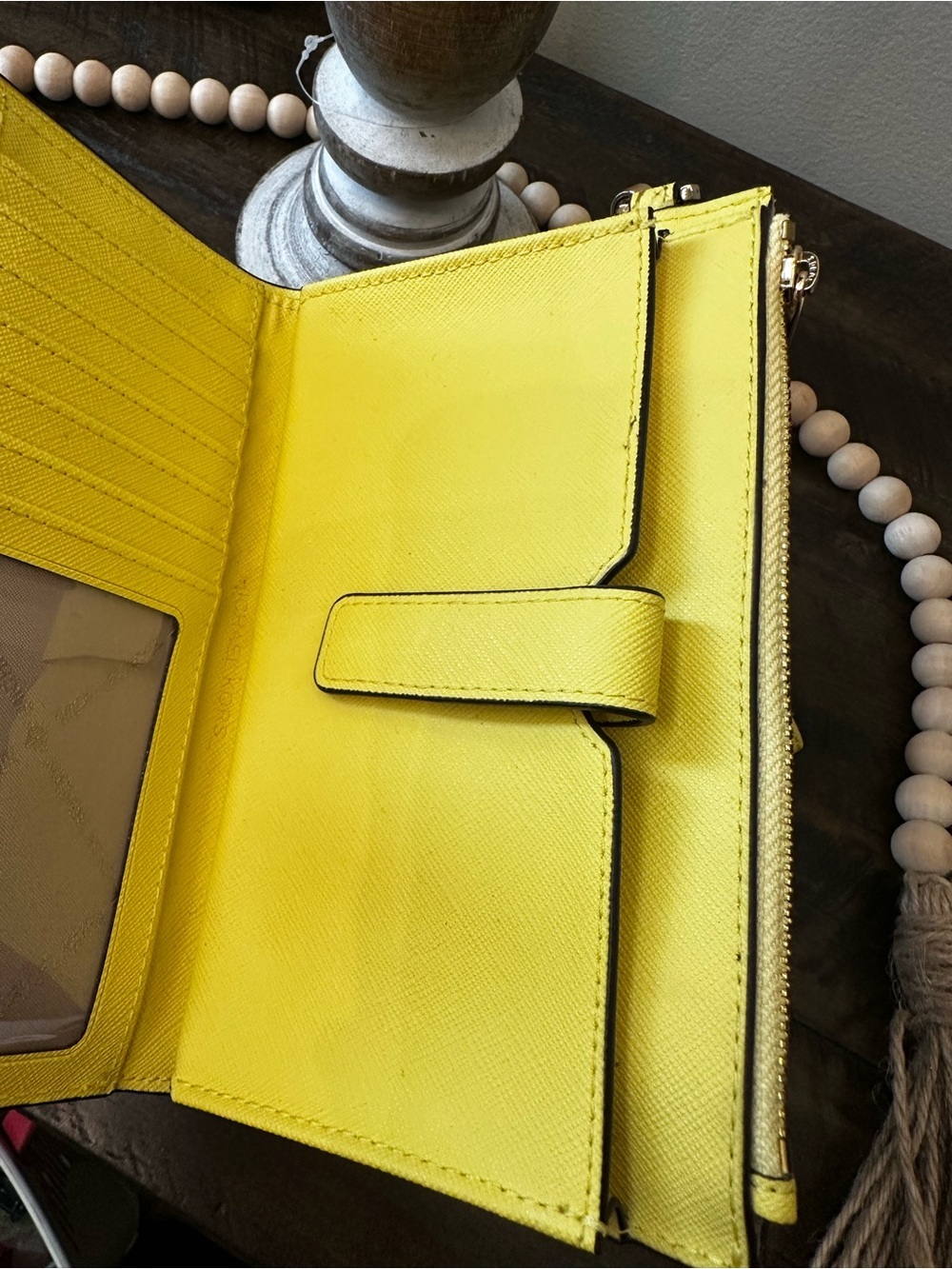 Michael Kors Bright sunshine Yellow staffino Leather Wristlet Clutch - Picture 10 of 12